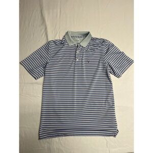 Southern Shirt Mens Small Performance Polo Striped Blue Grey Short Sleeve Golf